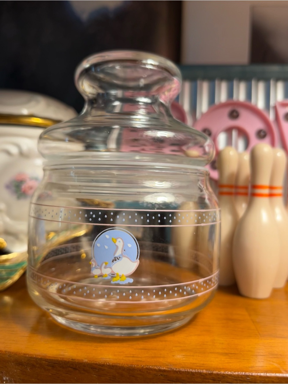 Vintage 1980s Country Mother Goose Glass Apothecary Jar